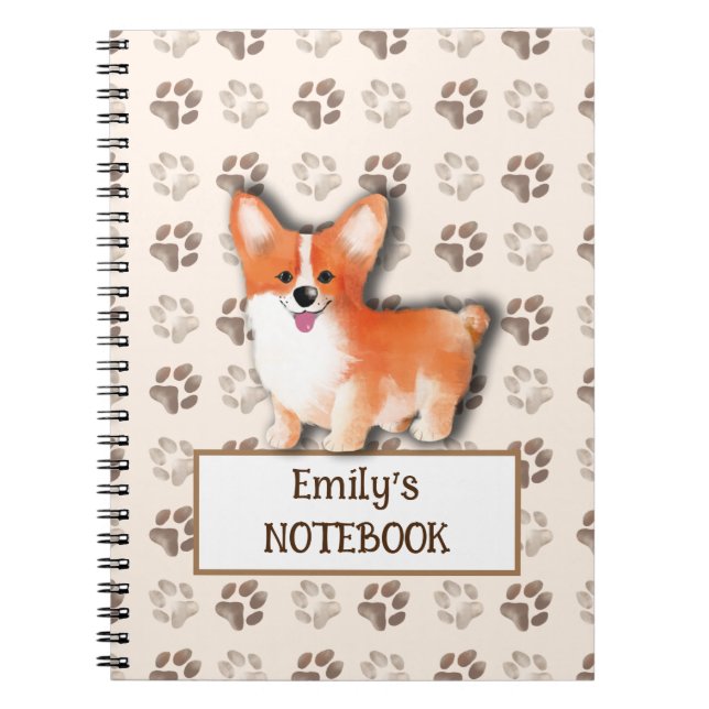 Carnet Empreinte de chien gallois Corgi Pembroke personna (Devant)