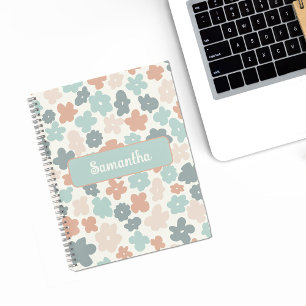 Carnet Empreinte de fleurs pastel retro Boho