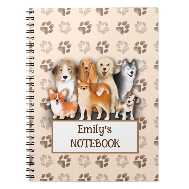 Carnet Empreinte de la famille de chiens motif nom person (Devant)