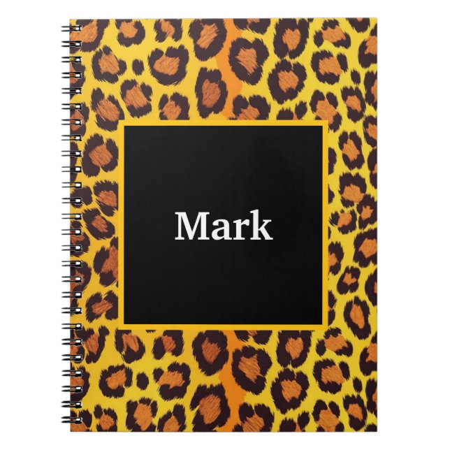 Carnet Empreinte de léopard avec nom (Devant)