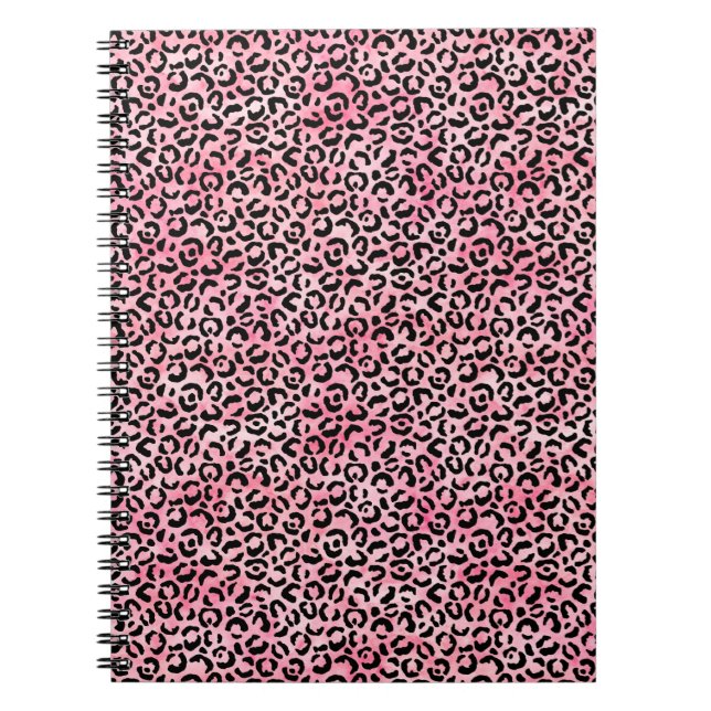 Carnet Empreinte de léopard d'aquarelle rose fille noire (Devant)