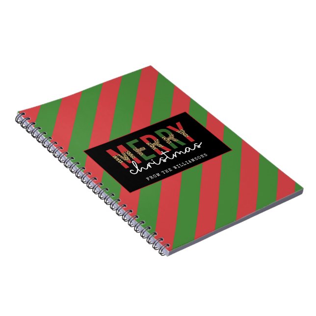 Carnet Empreinte de léopard de Noël moderne Red Green Str (Côté Droit)