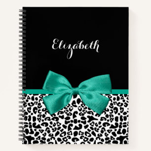 Carnet empreinte de léopard Emerald Green Ribbon Bow Chi