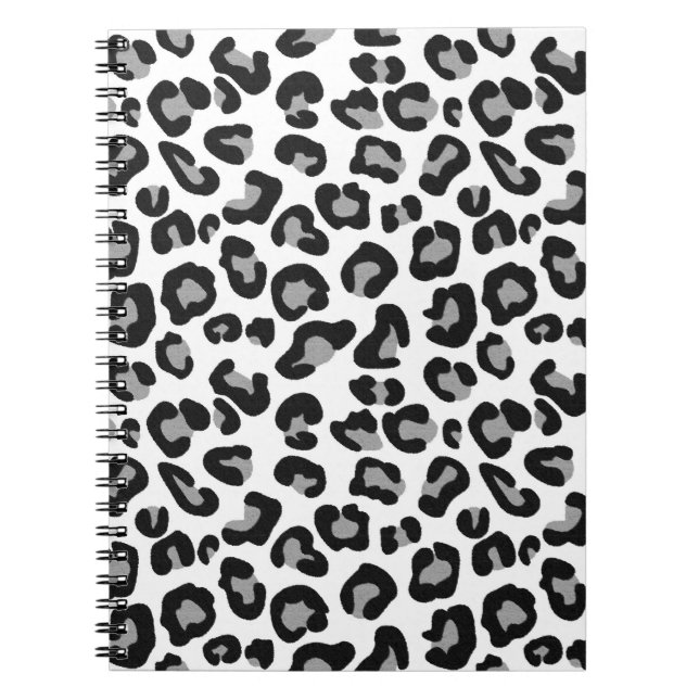 Carnet Empreinte de léopard en noir et blanc avec gris /  (Devant)