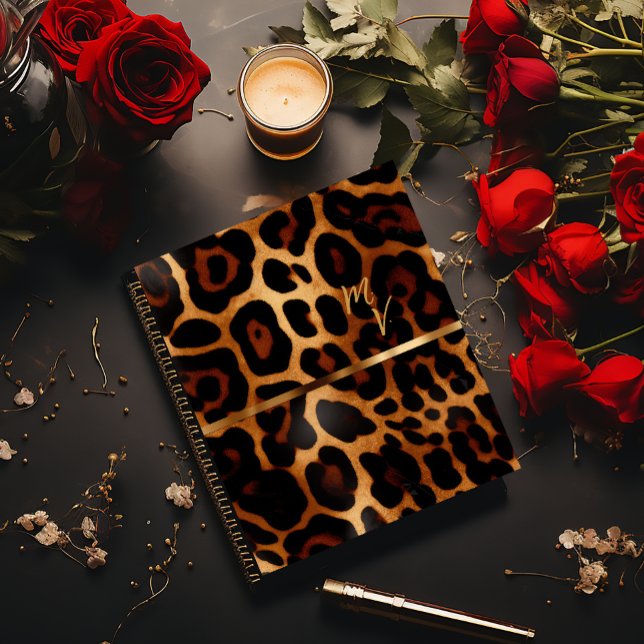 Carnet Empreinte de léopard monogramme chic et tendance (Chic Leopard-Print Notebook, Softcover )