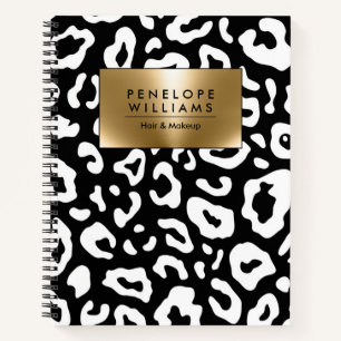 Carnet Empreinte de léopard noir et blanc