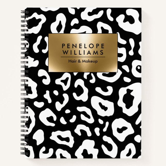 Carnet Empreinte de léopard noir et blanc (Devant)
