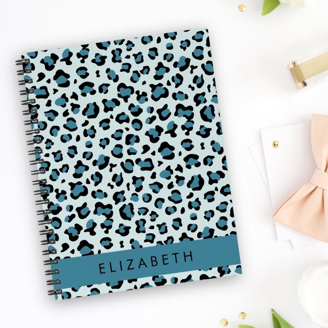Carnet Empreinte de léopard, Spots, Leopard Bleu, Votre N (Créateur téléchargé)