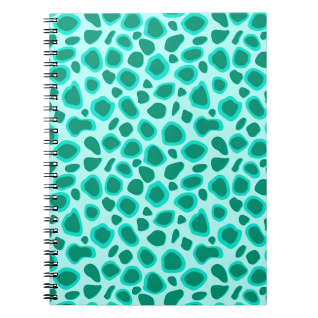 Carnet Empreinte de léopard - Turquoise et Aqua (Devant)