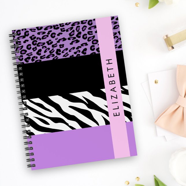 Carnet Empreinte de léopard, Zebra Print, Purple, Votre n (Créateur téléchargé)