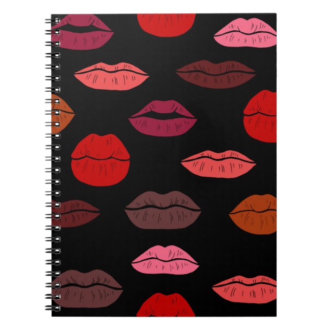 Carnet Empreinte de lèvres, baisers rose rouge. (Devant)