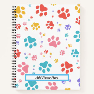 Carnet Empreinte de patte de chats tendance Nom personnal