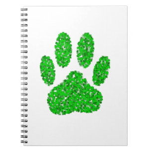 Carnet Empreinte de patte de chien de feuillage vert