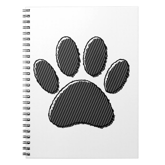 Carnet Empreinte de patte de chiot rayé noir et blanc (Devant)