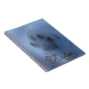 Carnet Empreinte de patte de loup gris sauvage en neige h