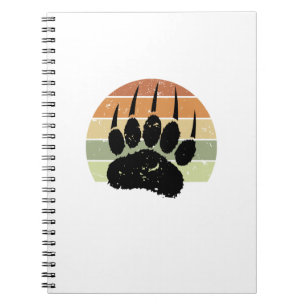 Carnet Empreinte de patte d'ours noir détendu Retro Sunse