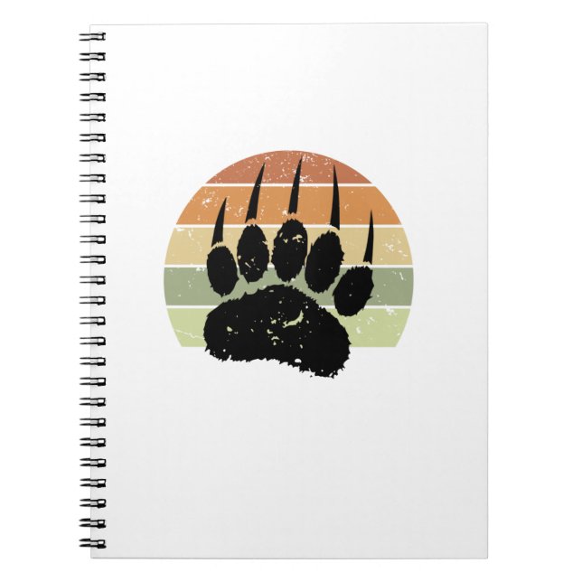 Carnet Empreinte de patte d'ours noir détendu Retro Sunse (Devant)