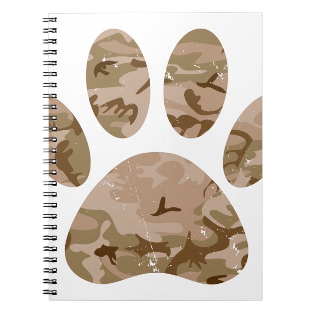Carnet Empreinte de patte en détresse de Camo Dog du dése (Devant)