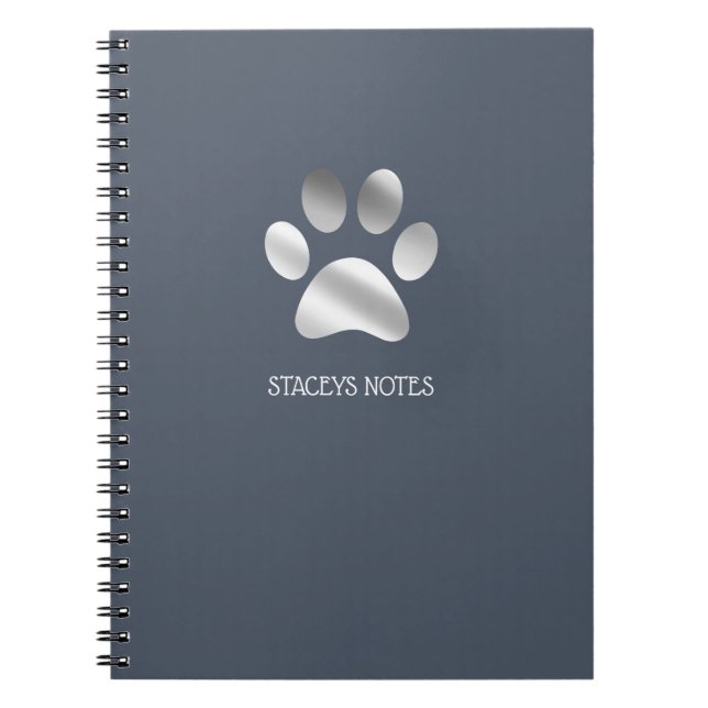 Carnet Empreinte de patte Silver Et Dusty Blue (Devant)