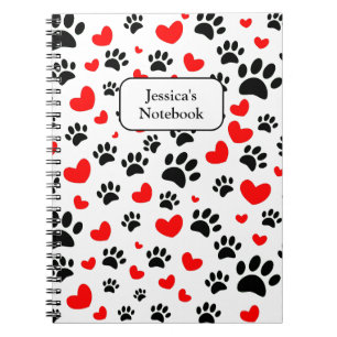 Carnet Empreintes de pattes De Chiens Random Et Coeurs Ro