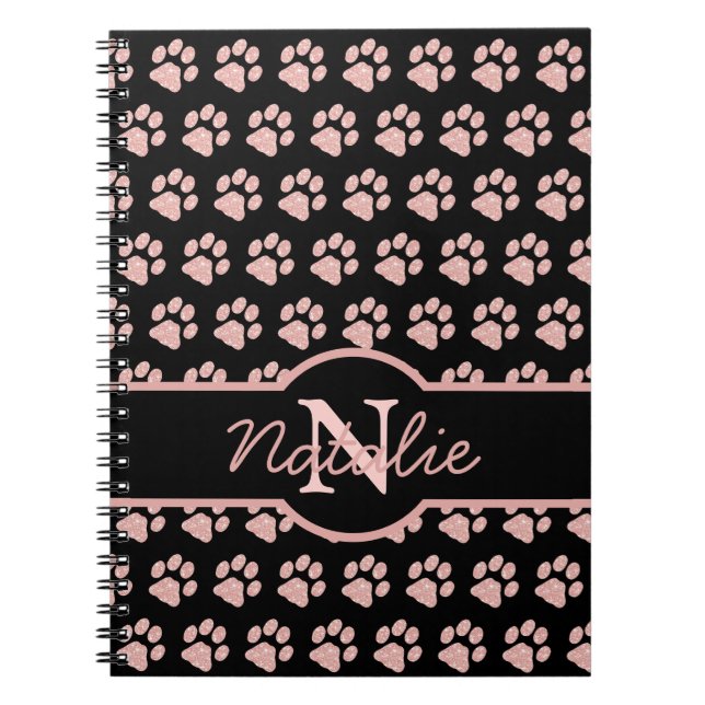 Carnet Empreintes de pattes Parties scintillant Rose or M (Devant)
