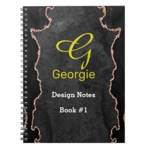 Carnet en Agate Or Rose et Noir