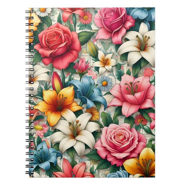 Carnet en carreaux de beauté botanique (Devant)