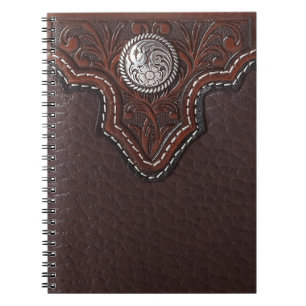Carnet en cuir usiné de motif