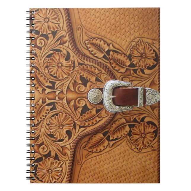 Carnet en cuir usiné de motif (Devant)