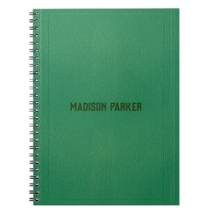 Carnet en cuir vert simple