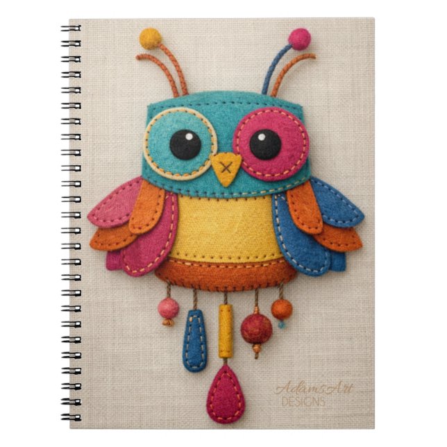 Carnet en feutre de chouette fantaisiste – Fait ma (Devant)