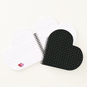 Carnet en forme de coeur circulaire noire