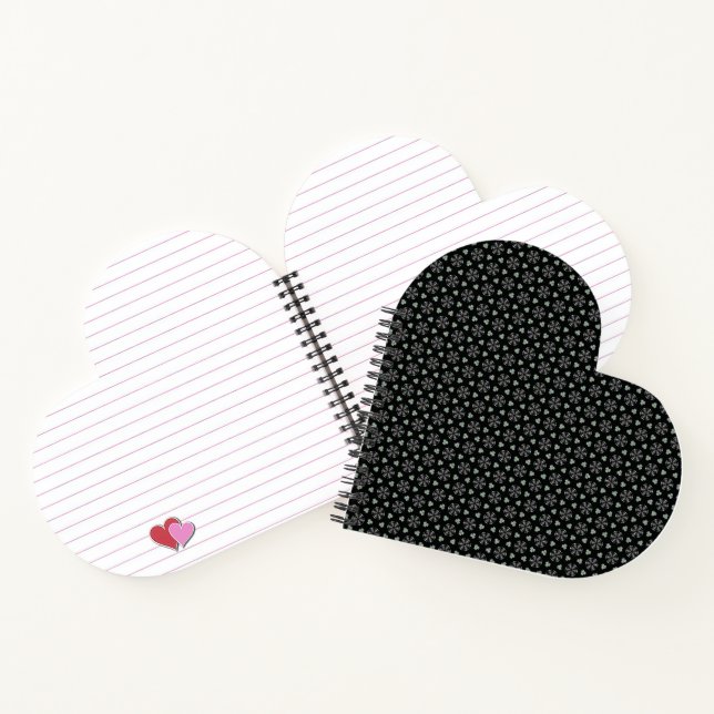Carnet en forme de coeur circulaire noire (Intérieur)