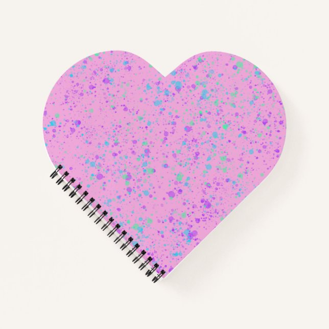 Carnet en forme de coeur de peinture rose (Devant)