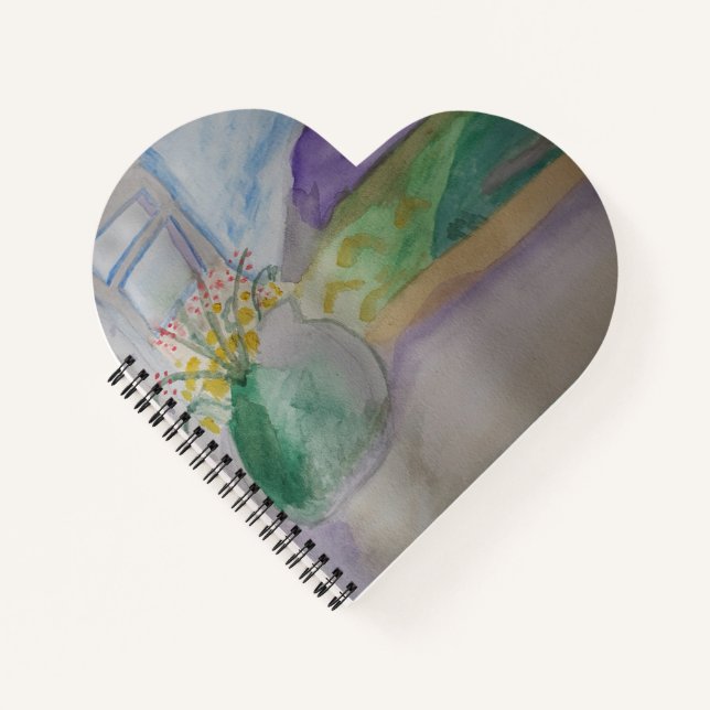 Carnet en forme de cœur Fleurs sur le rebord de la (Devant)