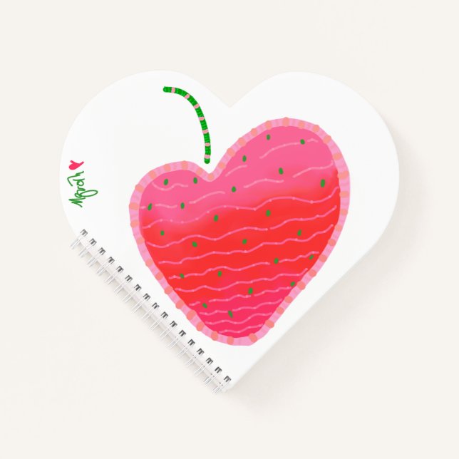 Carnet en forme de coeur fraise (Devant)