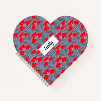 Carnet en forme de cœur mignon Red Bellflower