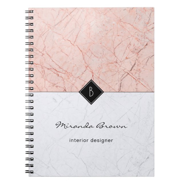 Carnet en marbre gris or Rose (Devant)