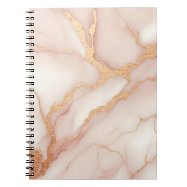 Carnet en marbre rose vif avec veines or (Devant)