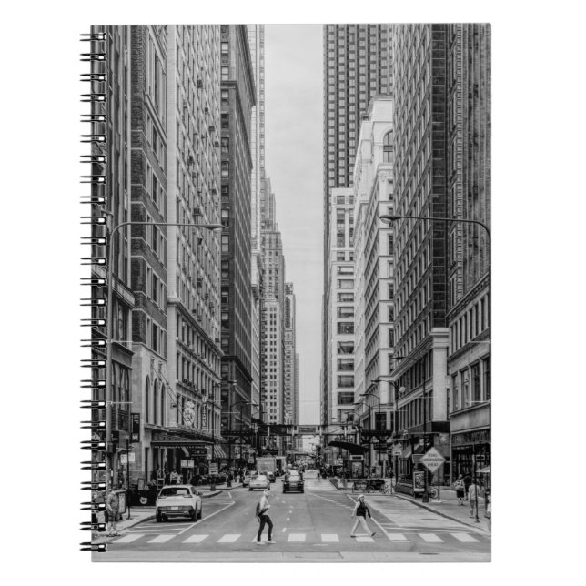 Carnet en niveaux de gris de Chicago Madison Stree (Devant)