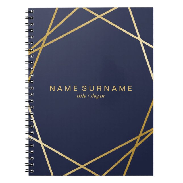 Carnet en spirale bleu de minuit géométrique de (Devant)