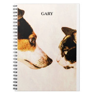 carnet en spirale "CAT ET CHIEN", nom personnalisé