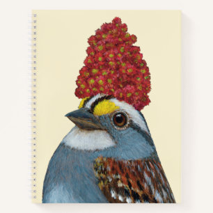 carnet en spirale "Clarence" de moineau à gorge bl