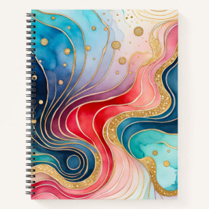 Carnet en spirale coloré d'art Abstrait d'encre