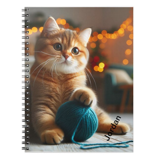 Carnet en spirale de chat brun-blanc mignon (Devant)