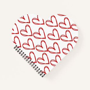 Carnet en spirale en forme de coeur d'amour