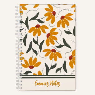 Carnet en spirale fleurie jaune Journal