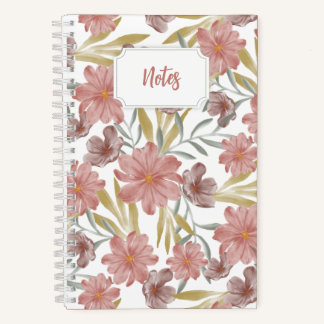 Carnet en spirale florale aquarelle | journal mign