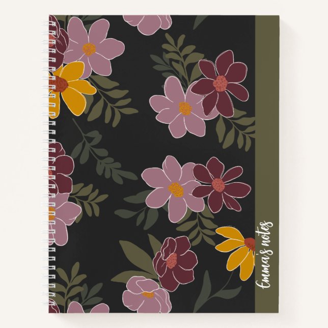 Carnet en spirale florale d'automne | journal mign (Devant)