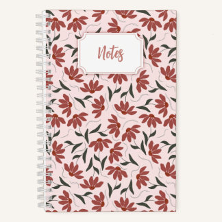 Carnet en spirale rose floral | journal mignon